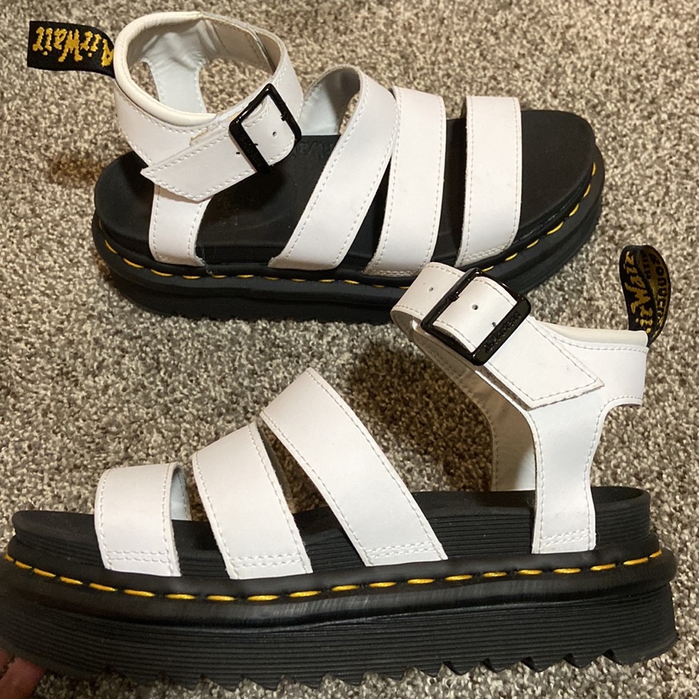 Dr. Martens White Platform Sandals, Size 6